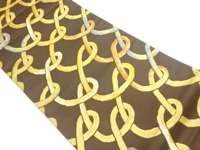JAPANESE FUKURO OBI / WOVEN ABSTRACT WAVY STRIPE